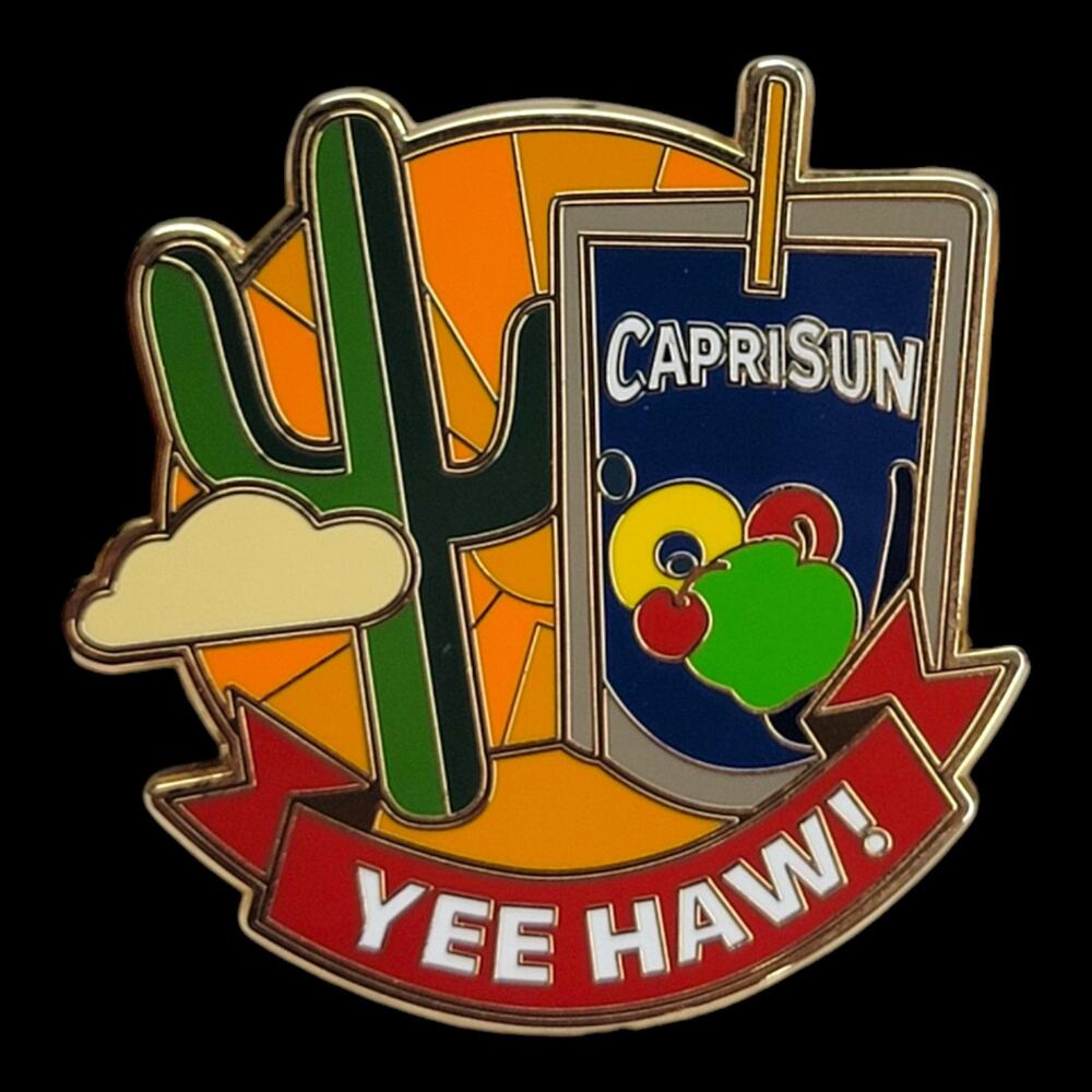 Capri Sun Yee Haw Enamel Pin Fruit Punch Juice Pouch Western Cactus Lapel Badge